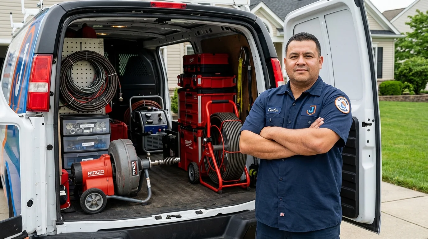 Professional drain cleaning equipment and Johns Plumbing LLC plumber in Saugus