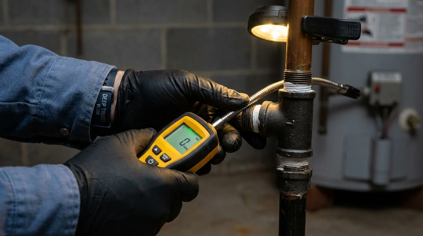 Gas leak detection with electronic sniffer by Johns Plumbing LLC in Saugus