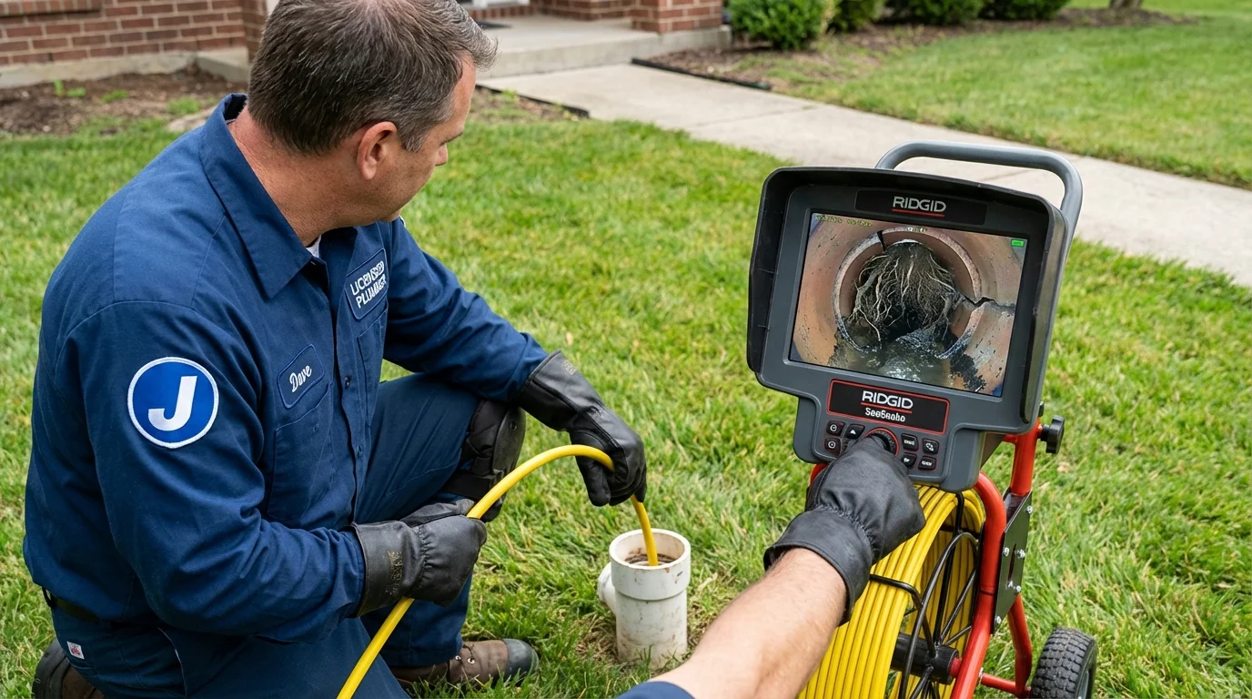 Sewer camera inspection being performed by Johns Plumbing LLC in Saugus