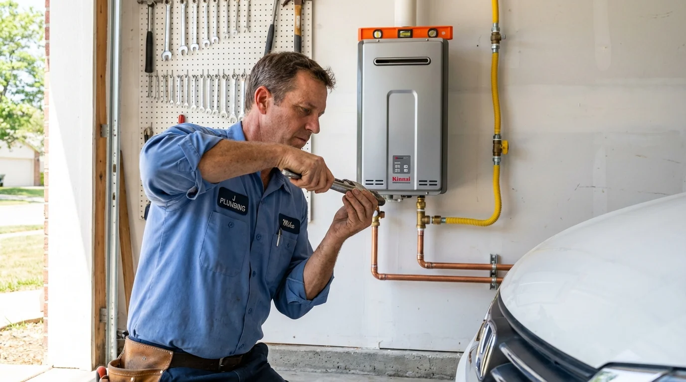 Tankless water heater installation by a Johns Plumbing LLC plumber in Saugus